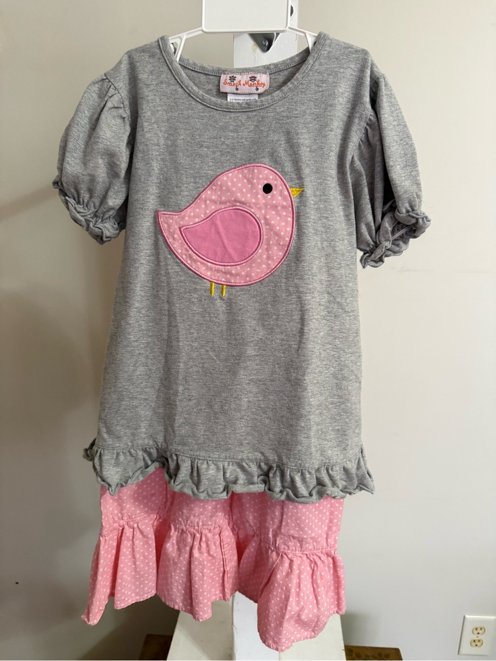 Smock Monkey Bird Appliqué Outfit - Picture 2 of 13